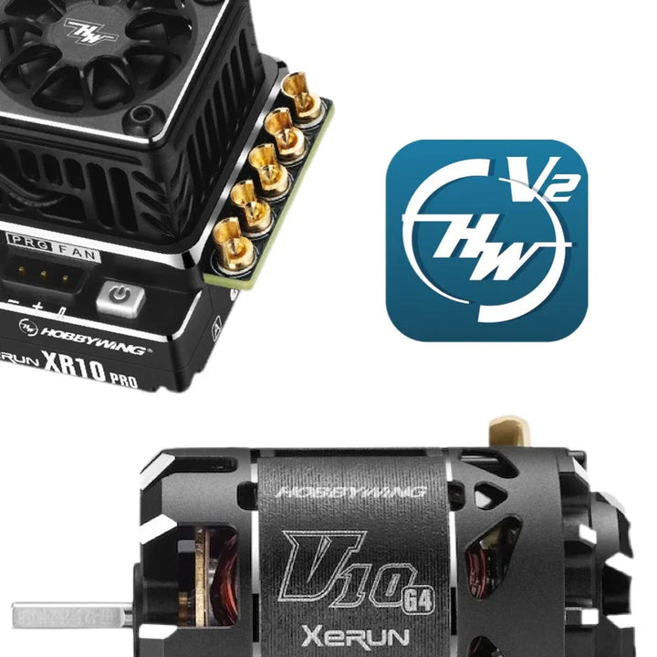 Hobbywing XERUN XR10 Pro ESC G2S Combo - XERUN V10 G3 G4 Competition Brushless Motor with XR10 Pro G2S ESC for RC Car Trucks